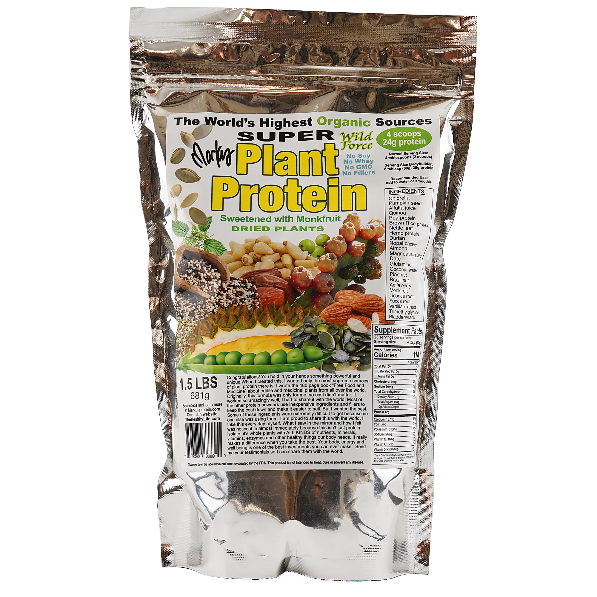 Wild Force Super Plant Protein with pine nuts showcased for energy and digestion-friendly nutrition.