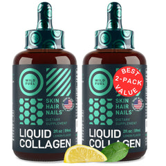 WILD FUEL liquid collagen drops lemon 2oz bottle for daily skin and hair support.