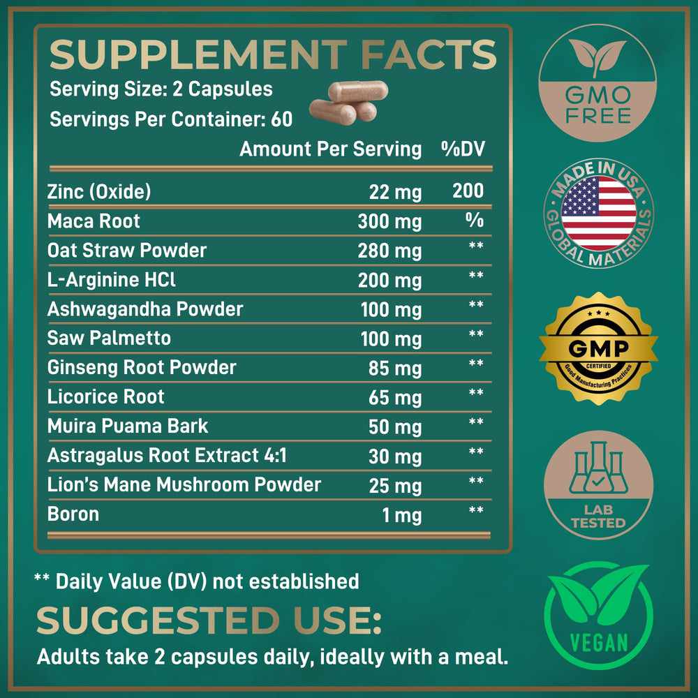 Wild Fuel saw-palmetto-arginine capsules designed for overall fertility nutrition.