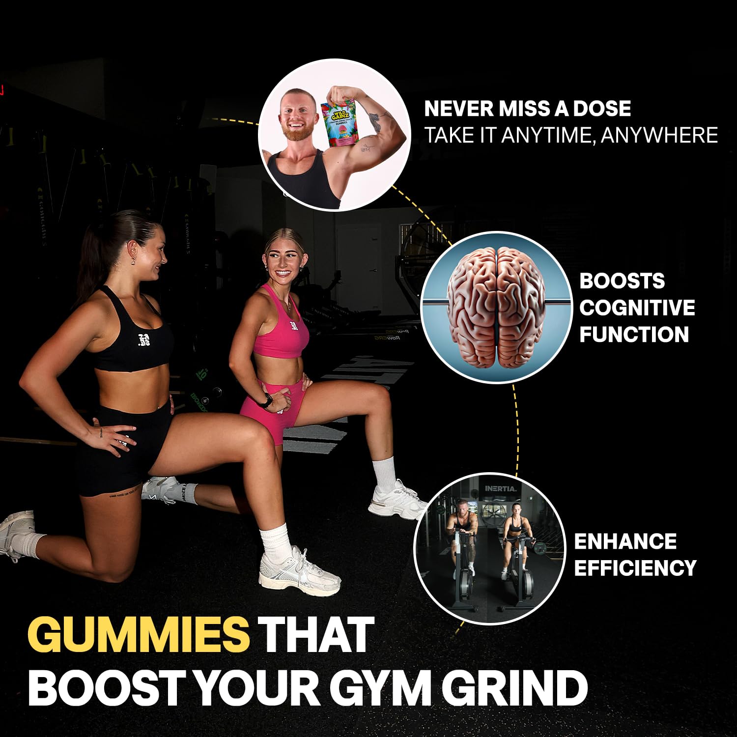 WILD GAINZ gummies arranged for easy on-the-go consumption