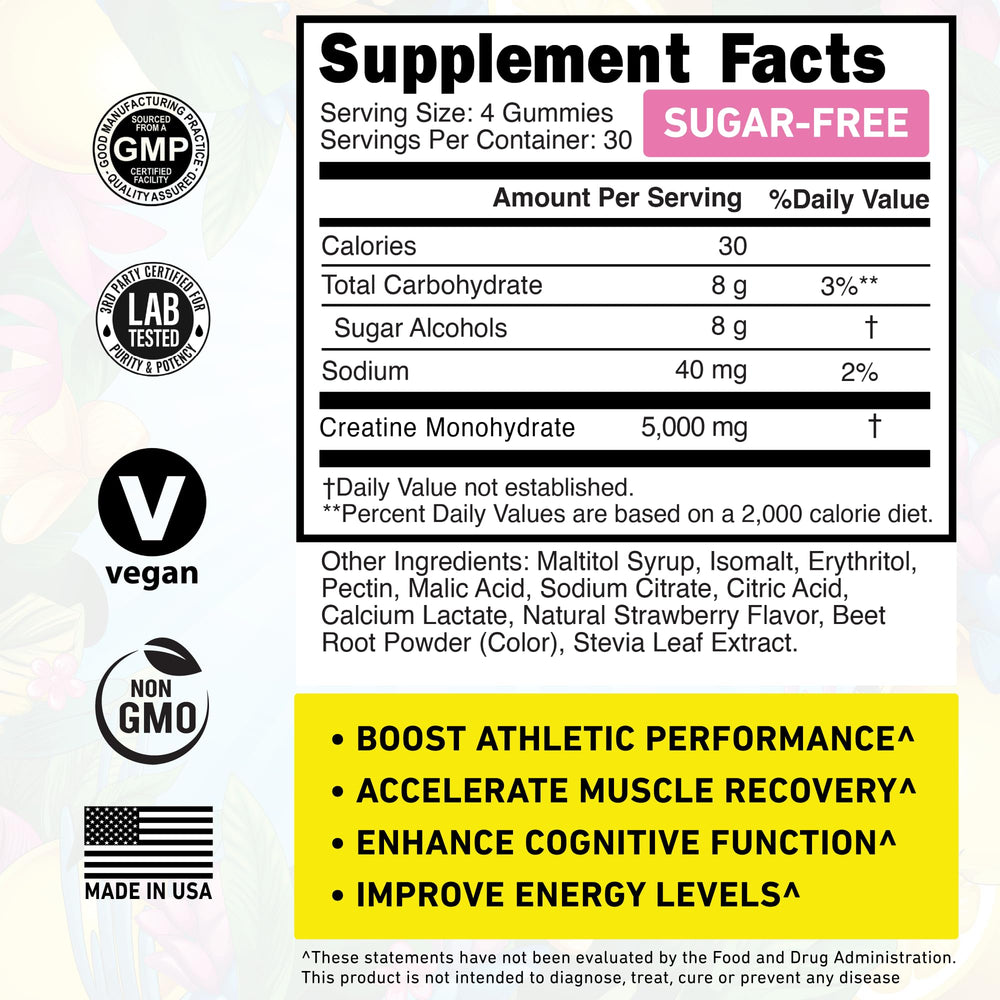 WILD GAINZ nutrition facts close-up highlighting per-serving creatine