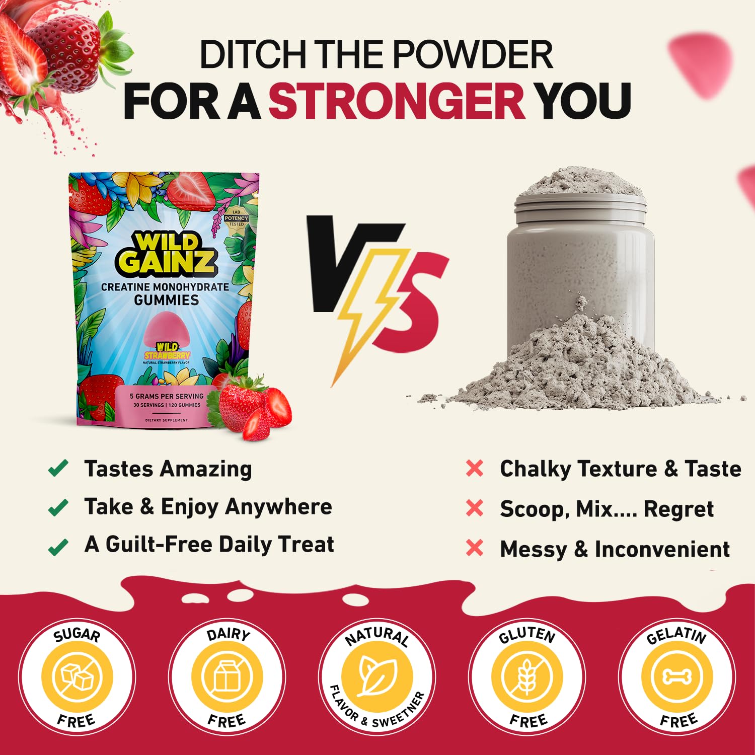 WILD GAINZ vegan and gluten-free icons support dietary choices