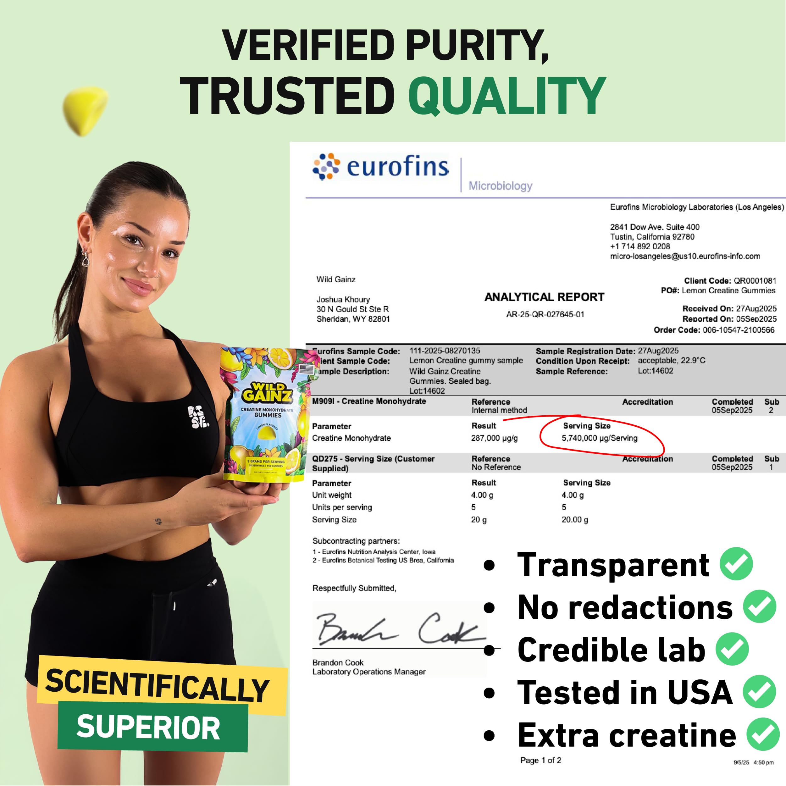 Wild Gainz gummies lemon burst serving offers a flavorful, convenient daily creatine option.