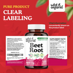 Wild & Organic Beet Root Capsules 120-day supply packaging on desk.