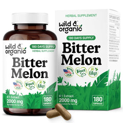 Wild & Organic bitter melon capsules bottle front for daily wellness support