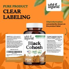 Wooden background with Wild & Organic product evokes natural care.