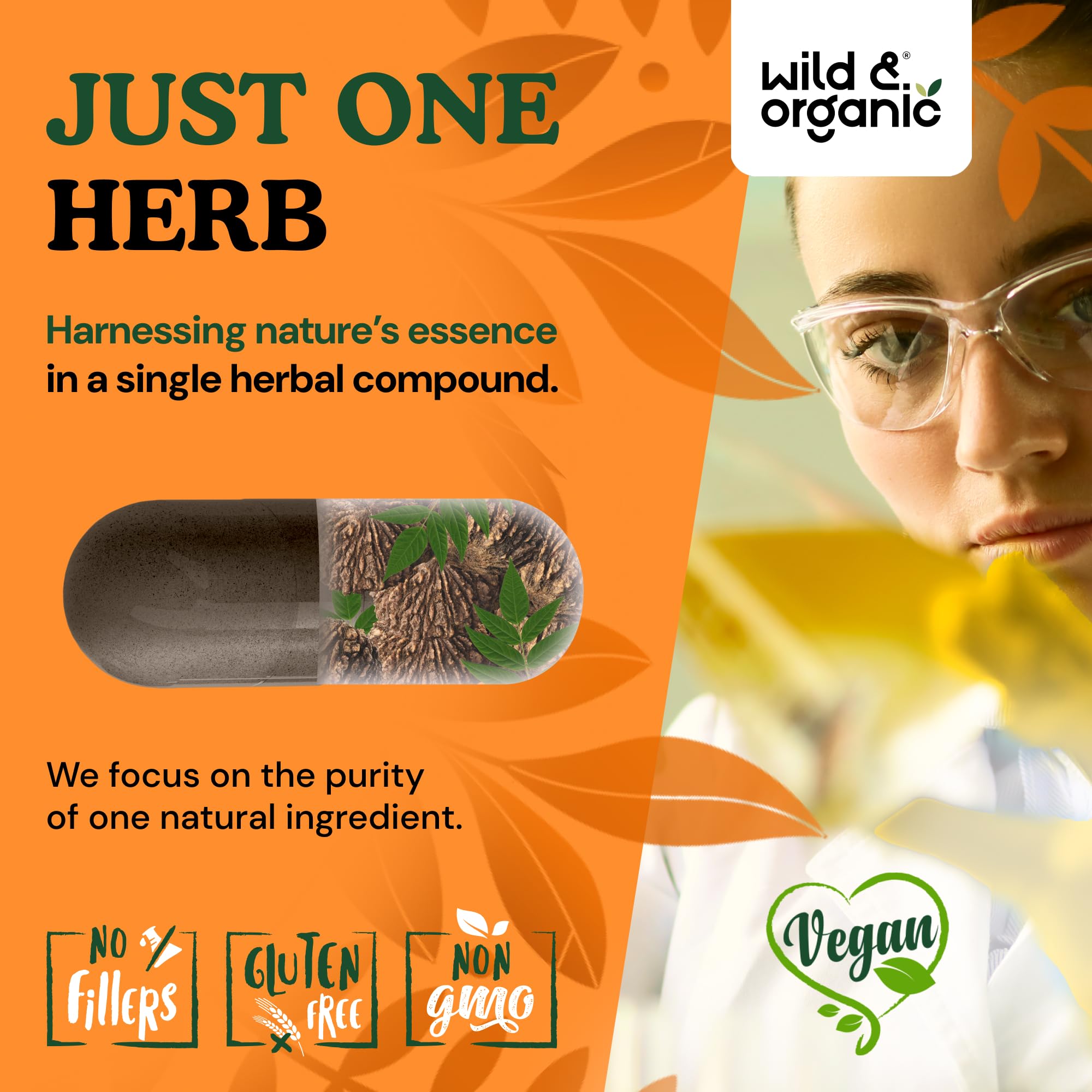 Wild & Organic bottle with label emphasizes 90-day supply.