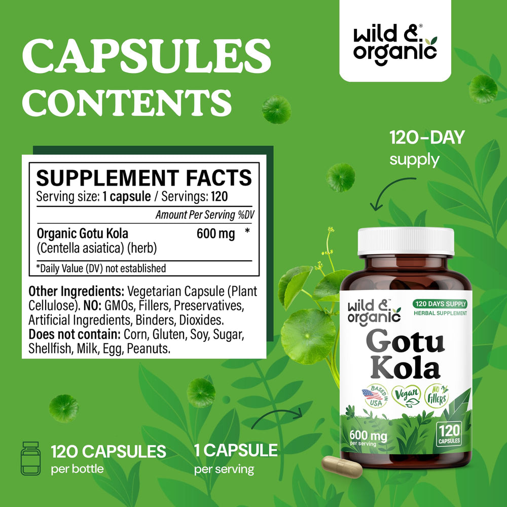 Centella asiatica powder jar from Wild and Organic emphasizes natural origin.