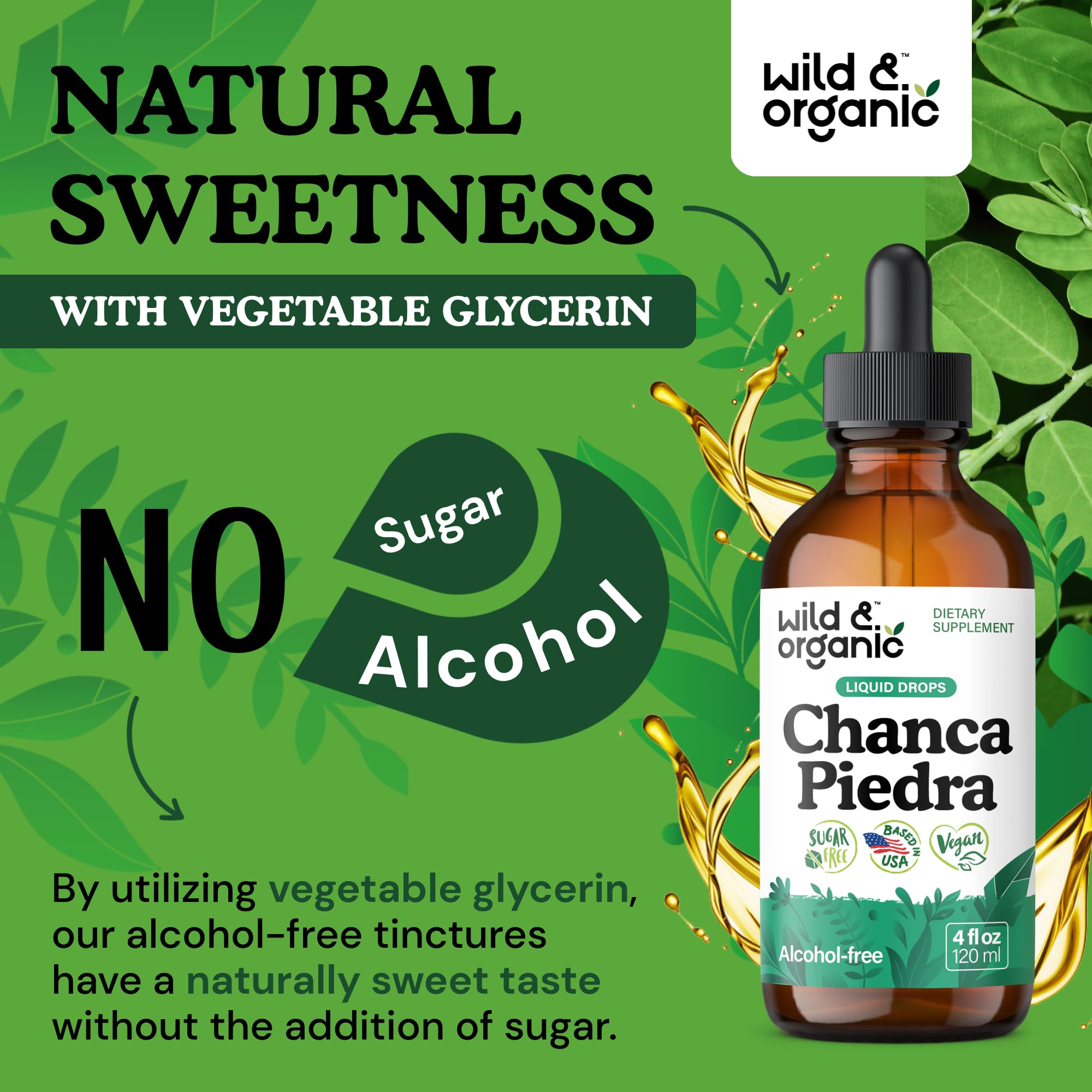 Wild & Organic Chanca Piedra vegan formula bottle highlight
