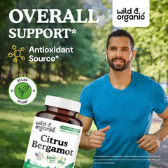 Wild & Organic bergamot capsules side view, vegan and non-GMO