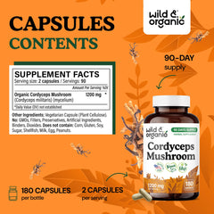 Wild & Organic plant-based coating on capsules for easy swallowing.