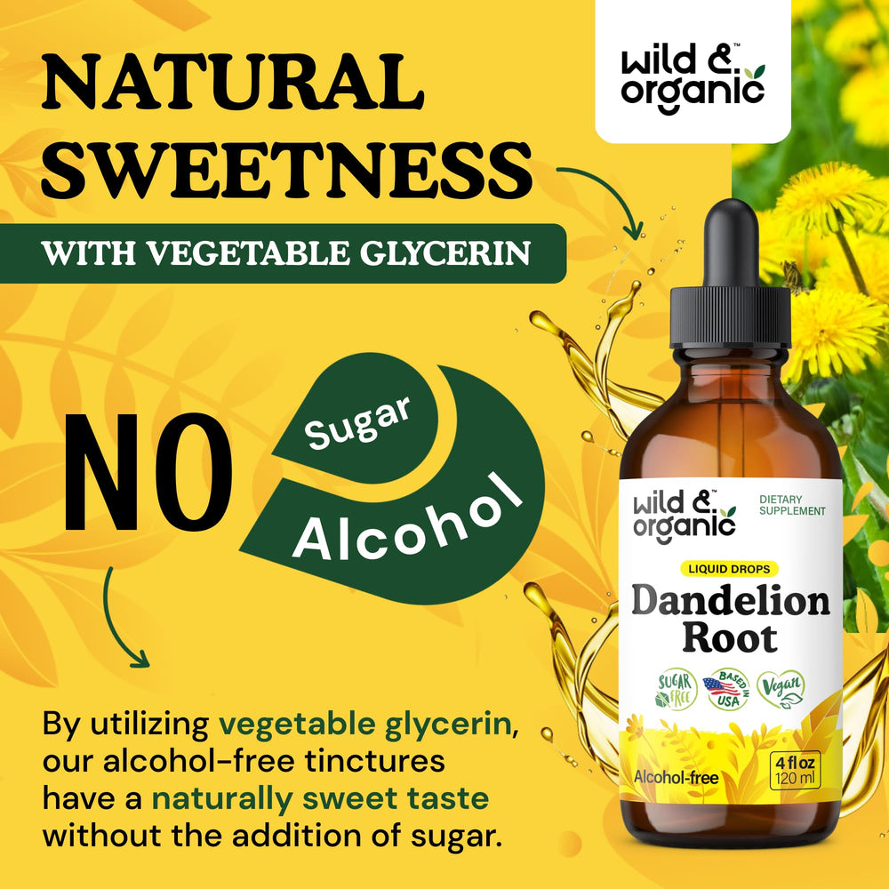 Wild & Organic label and drops emphasizing natural sweetness without sugar