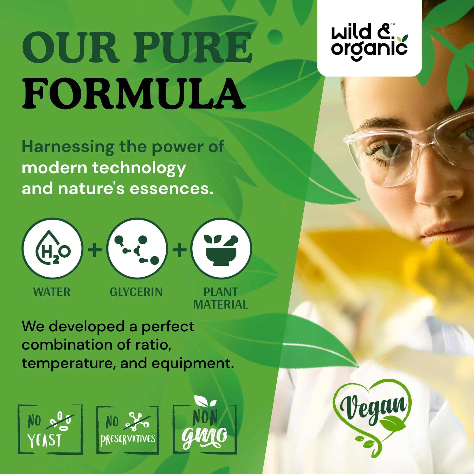 Wild & Organic dropper cap shown for controlled dosing.