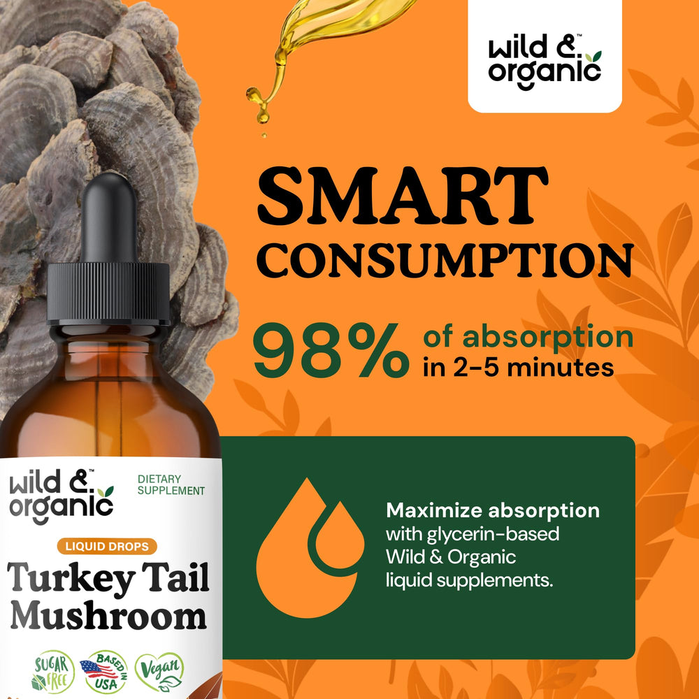 Wild & Organic immune support drops with turkey tail extract in glycerin base
