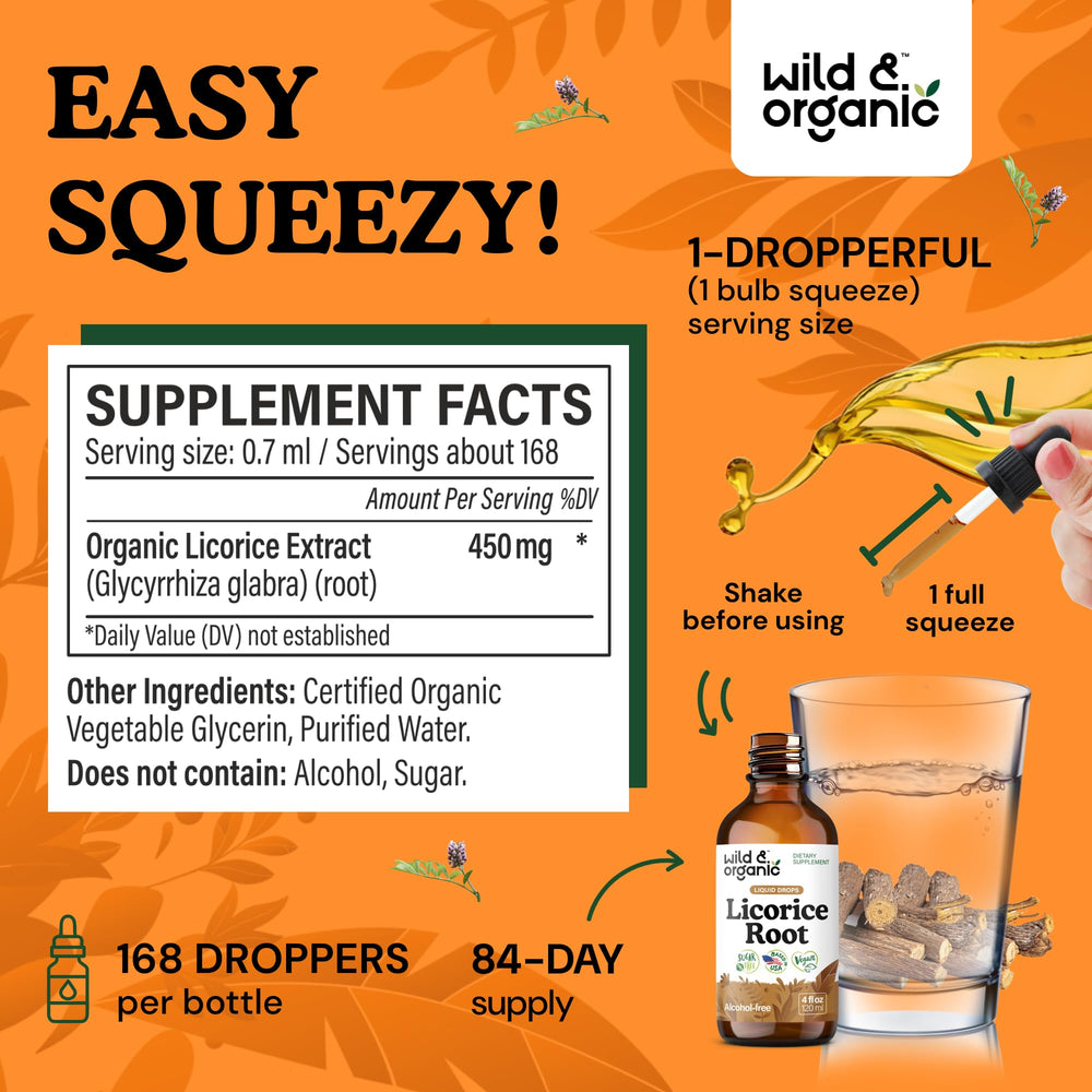 Closeup label on Wild & Organic tincture highlighting alcohol-free formula