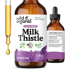 Wild & Organic Milk Thistle Liquid Drops bottle front view for liver support