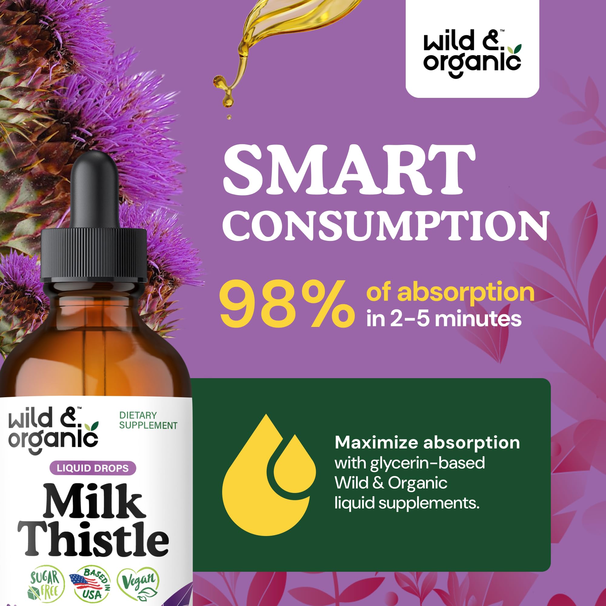 Wild & Organic Milk Thistle Liquid Drops close-up of milk thistle extract