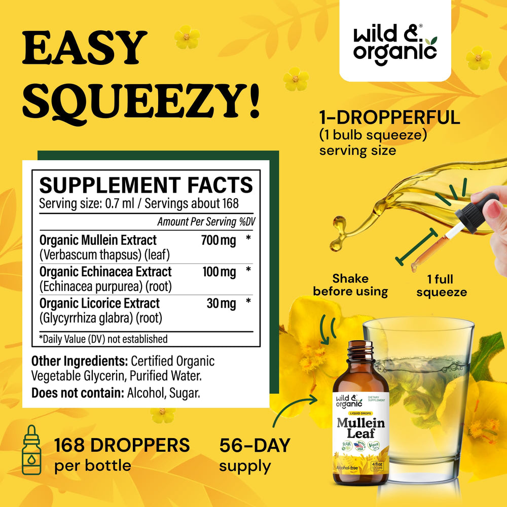 Wild & Organic mullein drops with echinacea for daily lung support
