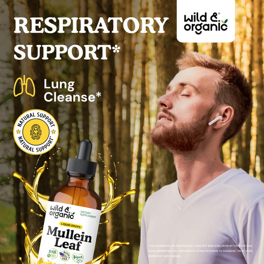 Wild & Organic mullein leaf extract for lungs, supports gentle detox