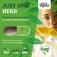 Wild & Organic packaging with vegan badge—suitable for vegan diets.