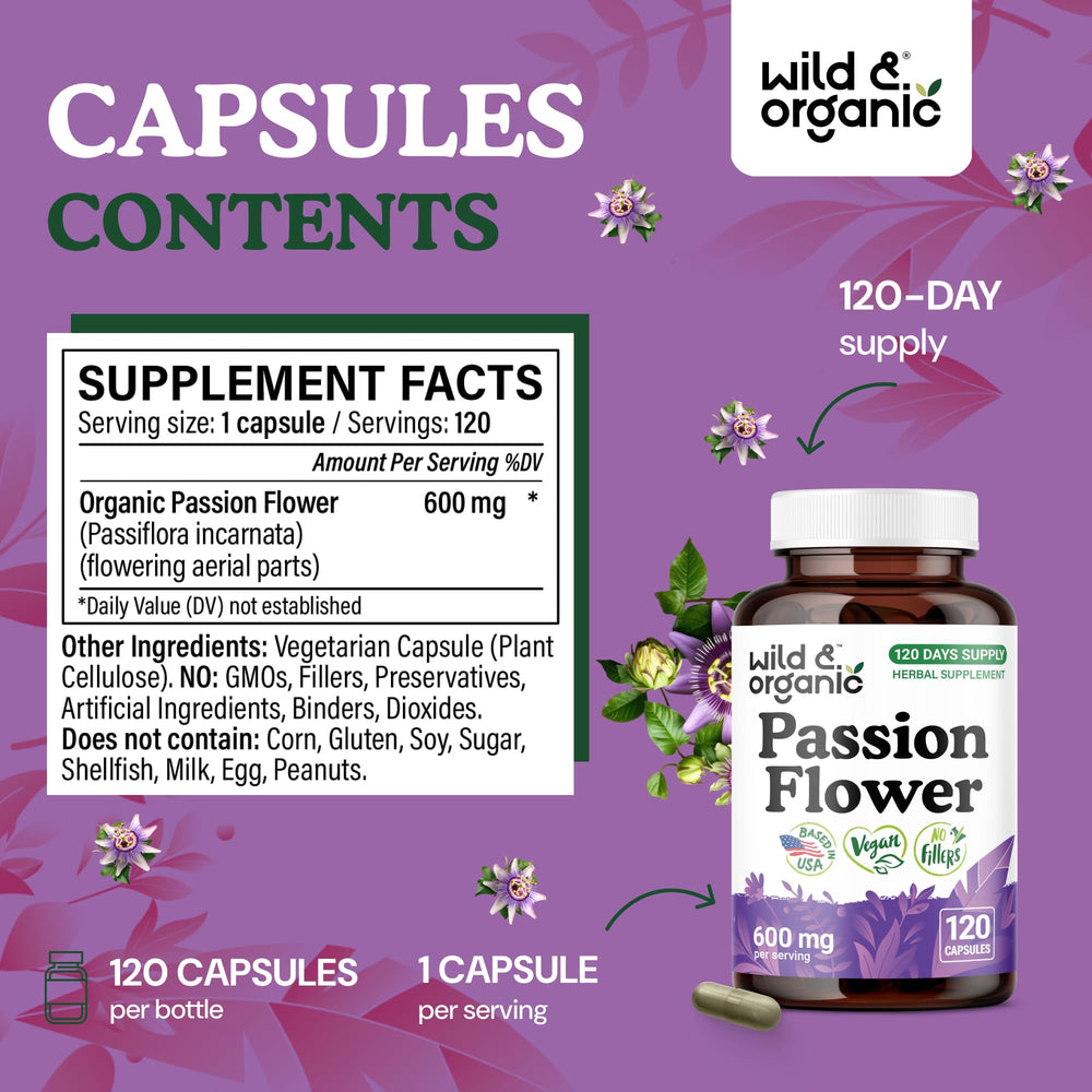 Wild & Organic Passiflora incarnata leaf branch natural calm source