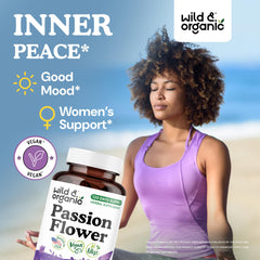 Wild & Organic Passion Flower capsules close-up vegan non-GMO formula