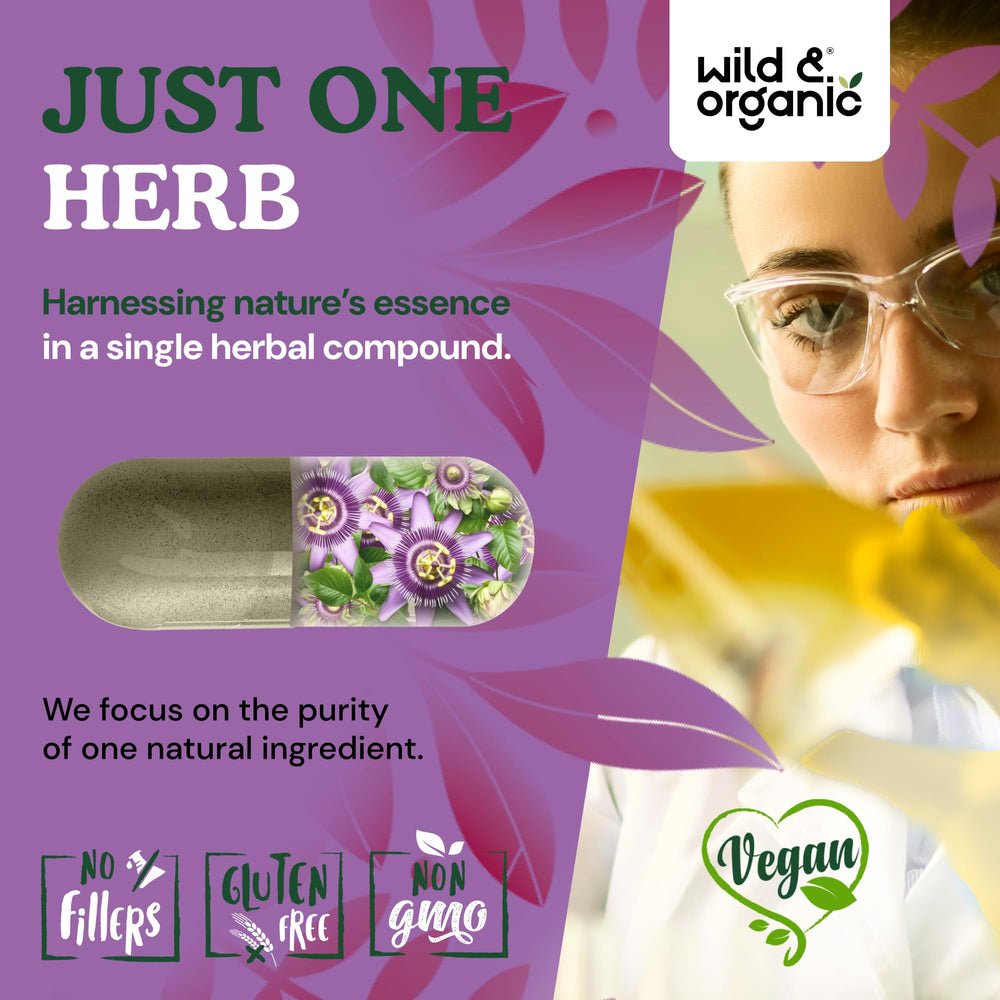 Wild & Organic Passion Flower capsules side view