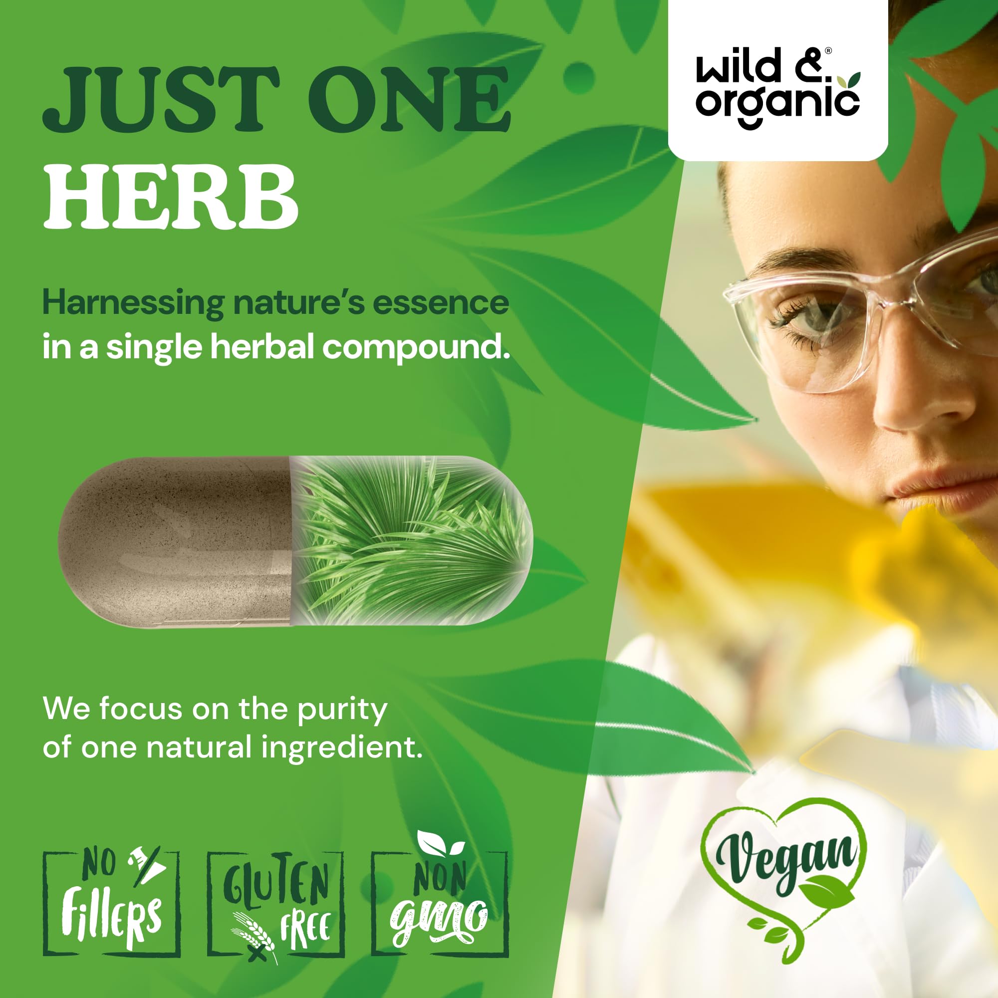 Plant-based coating highlights vegan-friendly formula in Wild & Organic supplement.