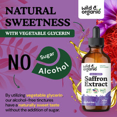 Wild Organic saffron drops in glycerin base show natural sweetness