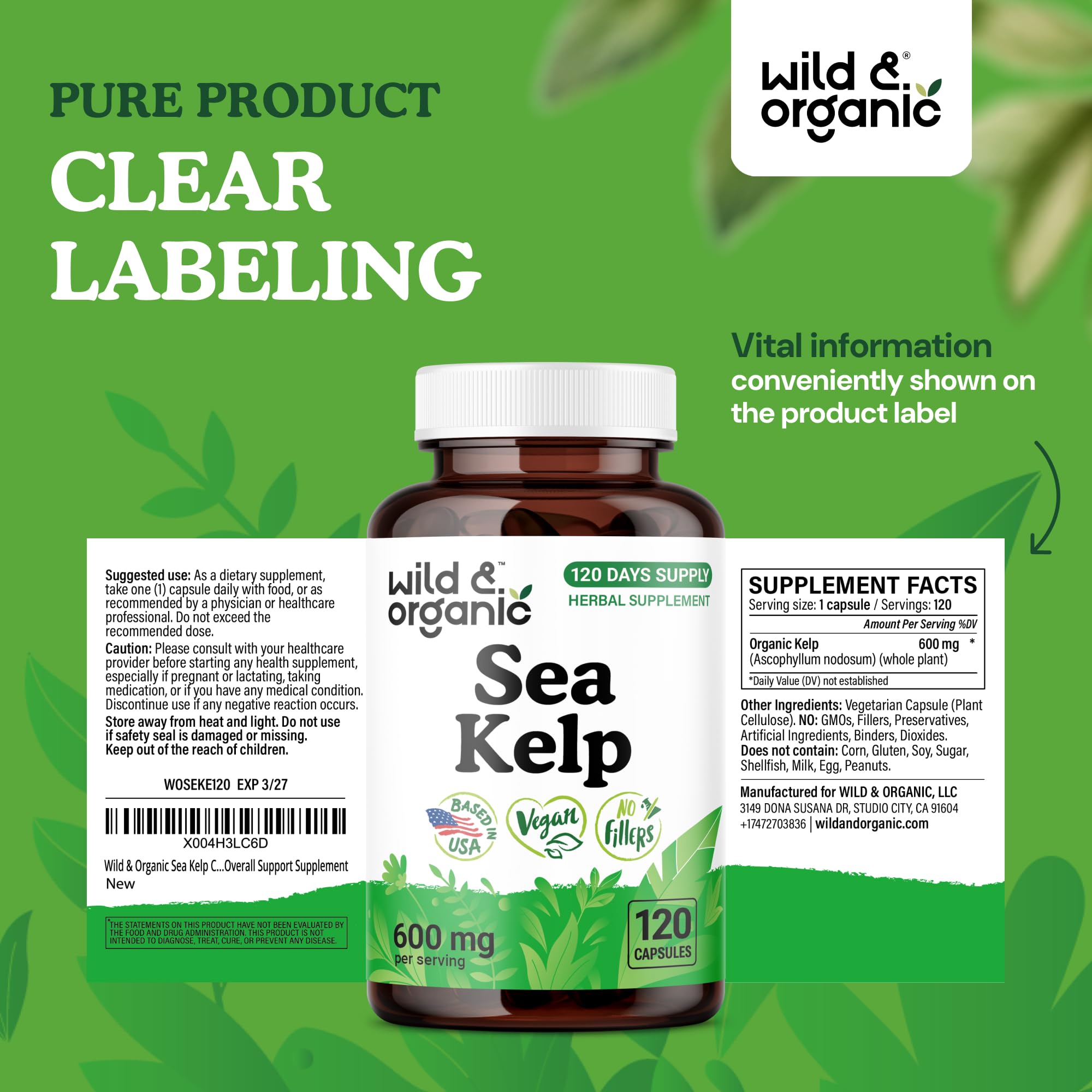 Sea Kelp bottle beside glass for everyday wellness rituals