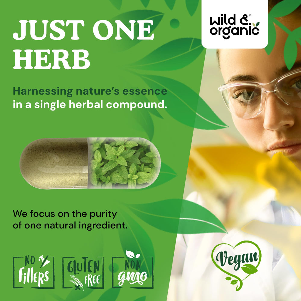 Wild & Organic Spearmint Capsules in hand show easy daily routine