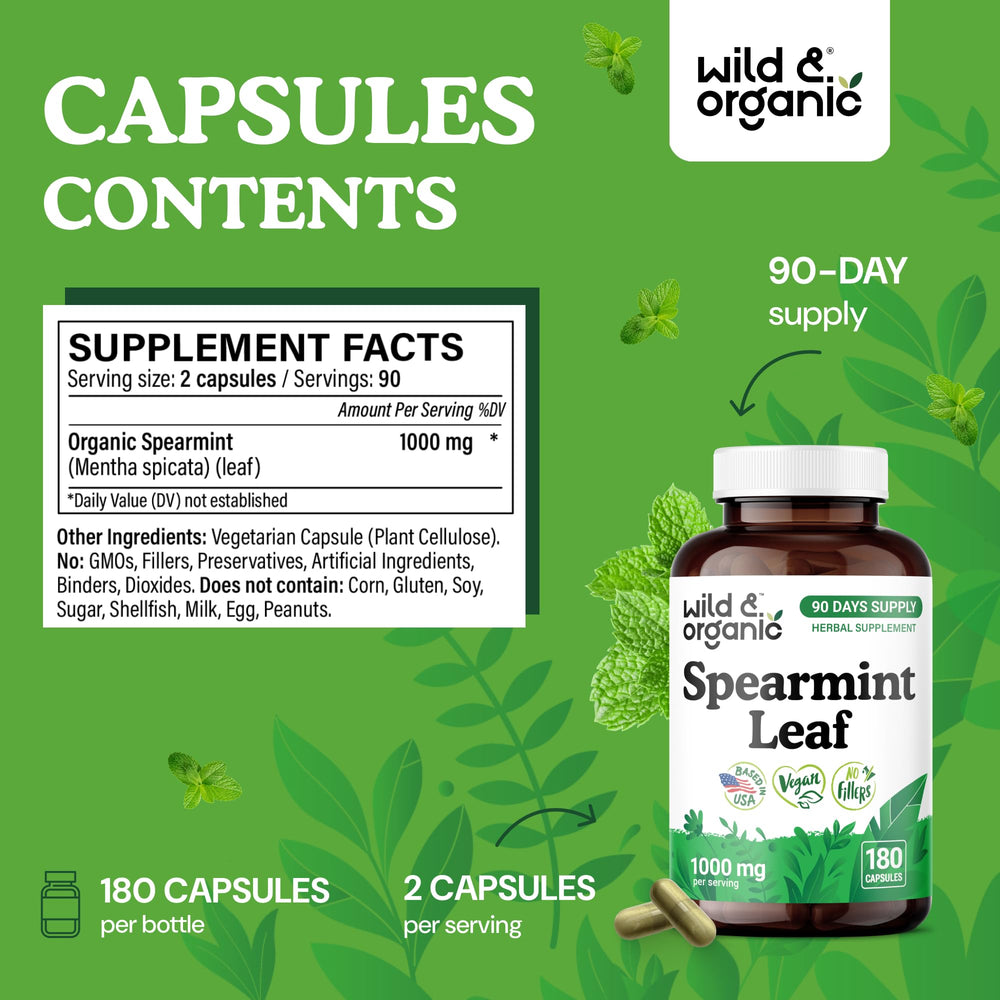 Wild & Organic Spearmint Leaves close-up with fresh aroma for digestive ease