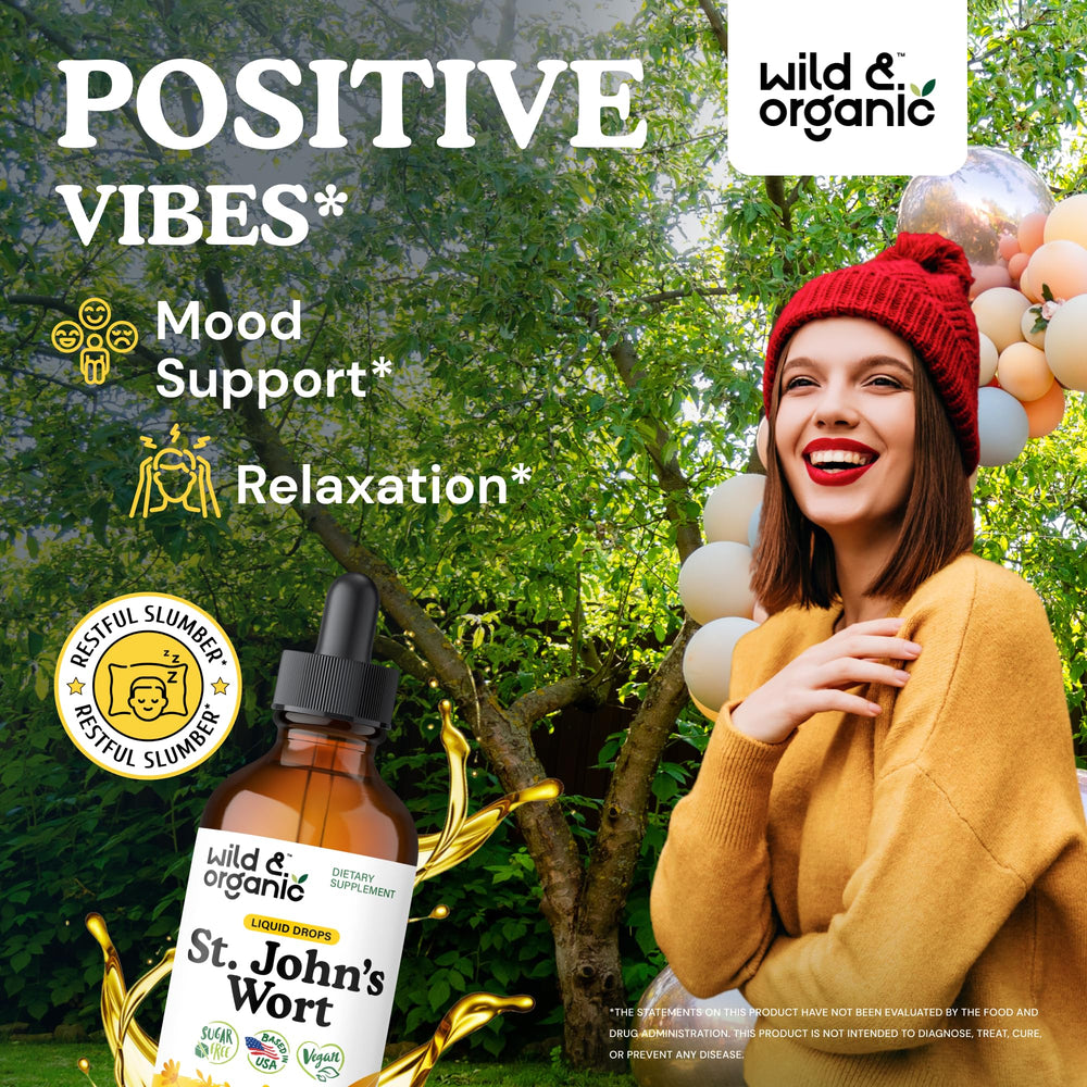 Dropper releasing Wild & Organic St Johns Wort tincture for daily use