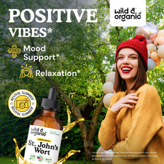 Dropper releasing Wild & Organic St Johns Wort tincture for daily use