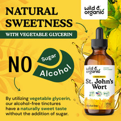 Vegan-friendly Wild & Organic St Johns Wort tincture label
