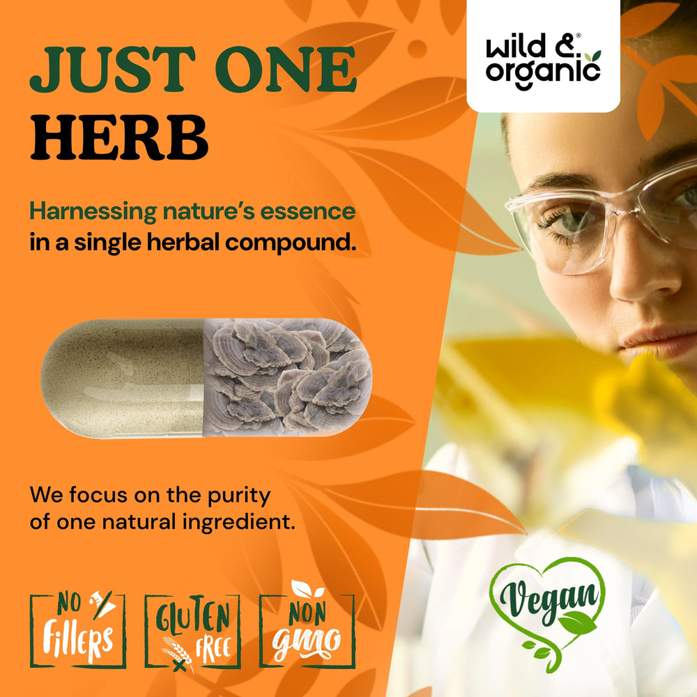 Wild & Organic supplement packaging emphasizes its 60-day supply and natural formula.