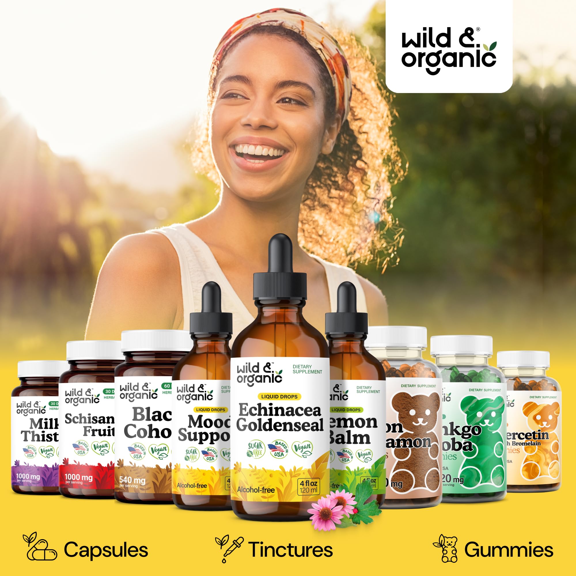 Label close-up highlighting vegan and sugar-free formula.