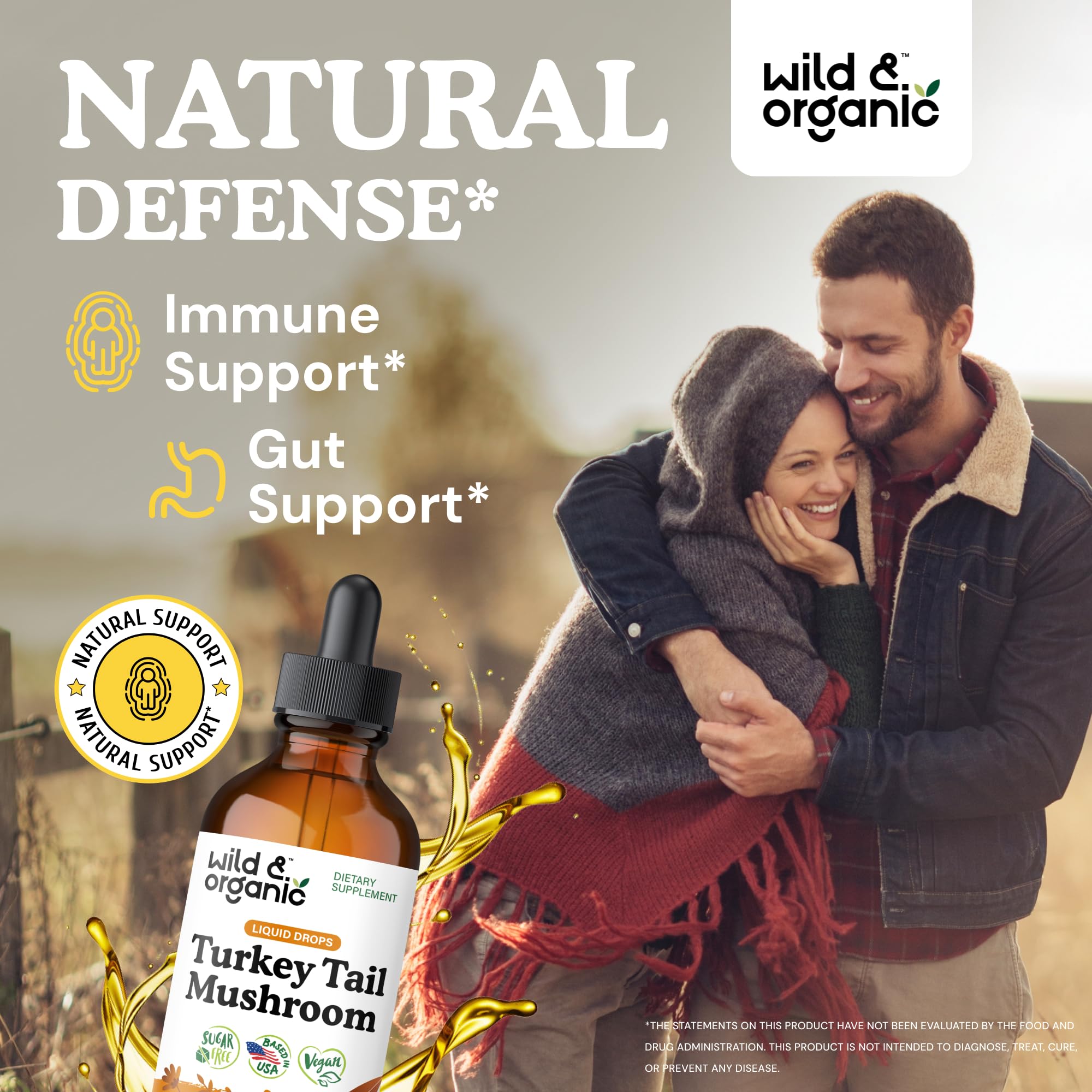 Wild & Organic turkey tail tincture dropper enables precise dosing for easy self care