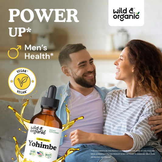 Wild & Organic Yohimbe Drops being poured demonstrates a smooth, alcohol-free tincture