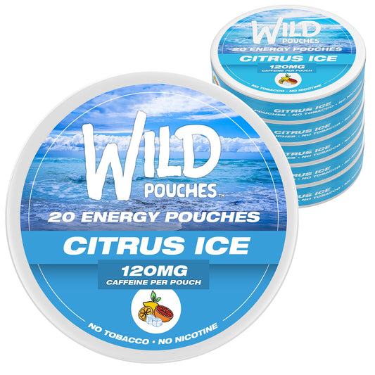 Wild Pouches Citrus Ice packaging shown for on-the-go energy.