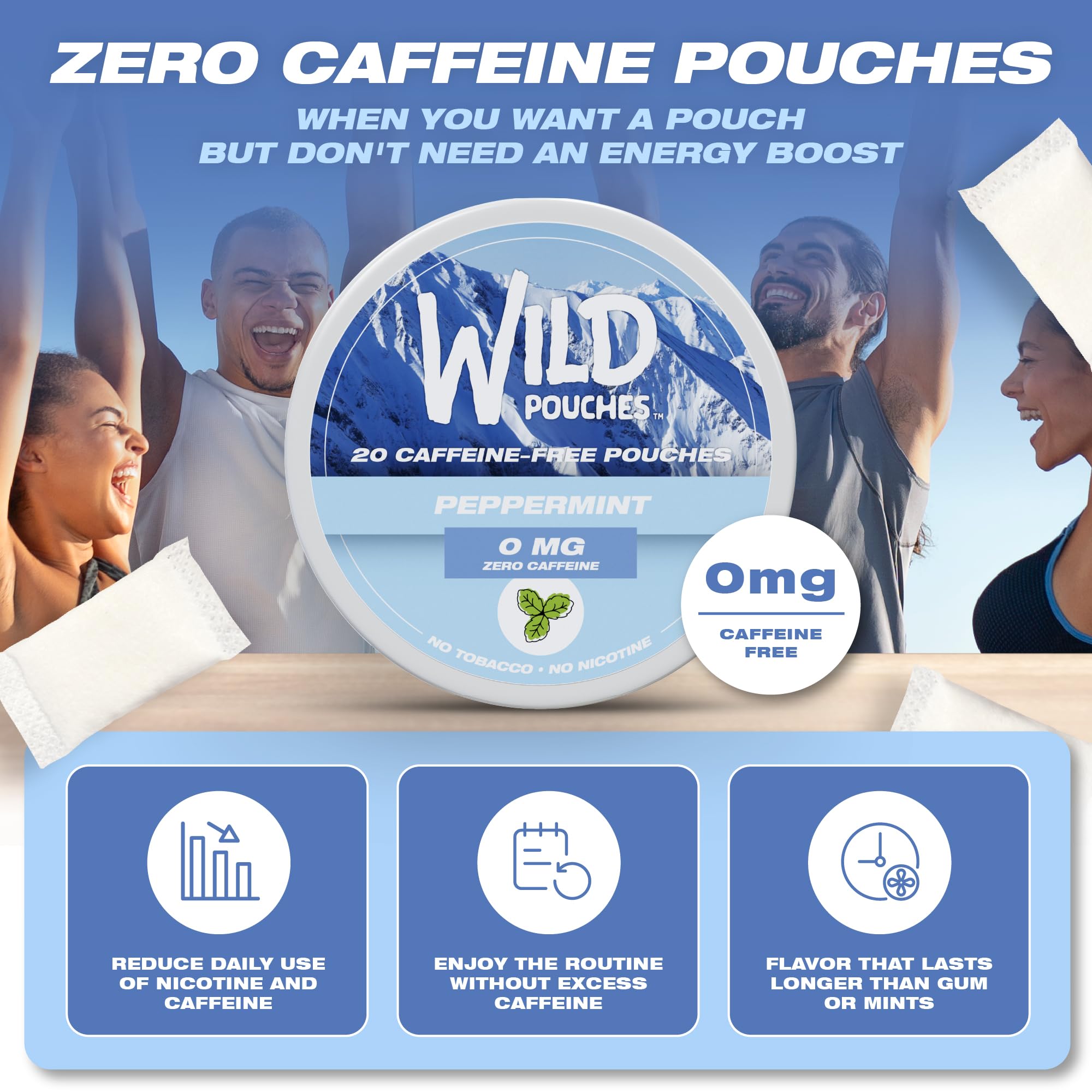 Wild Pouches peppermint single pouch between fingers for discreet use.