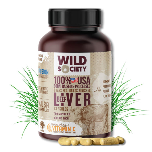 WILD SOCIETY beef liver bottle with capsules for steady energy support