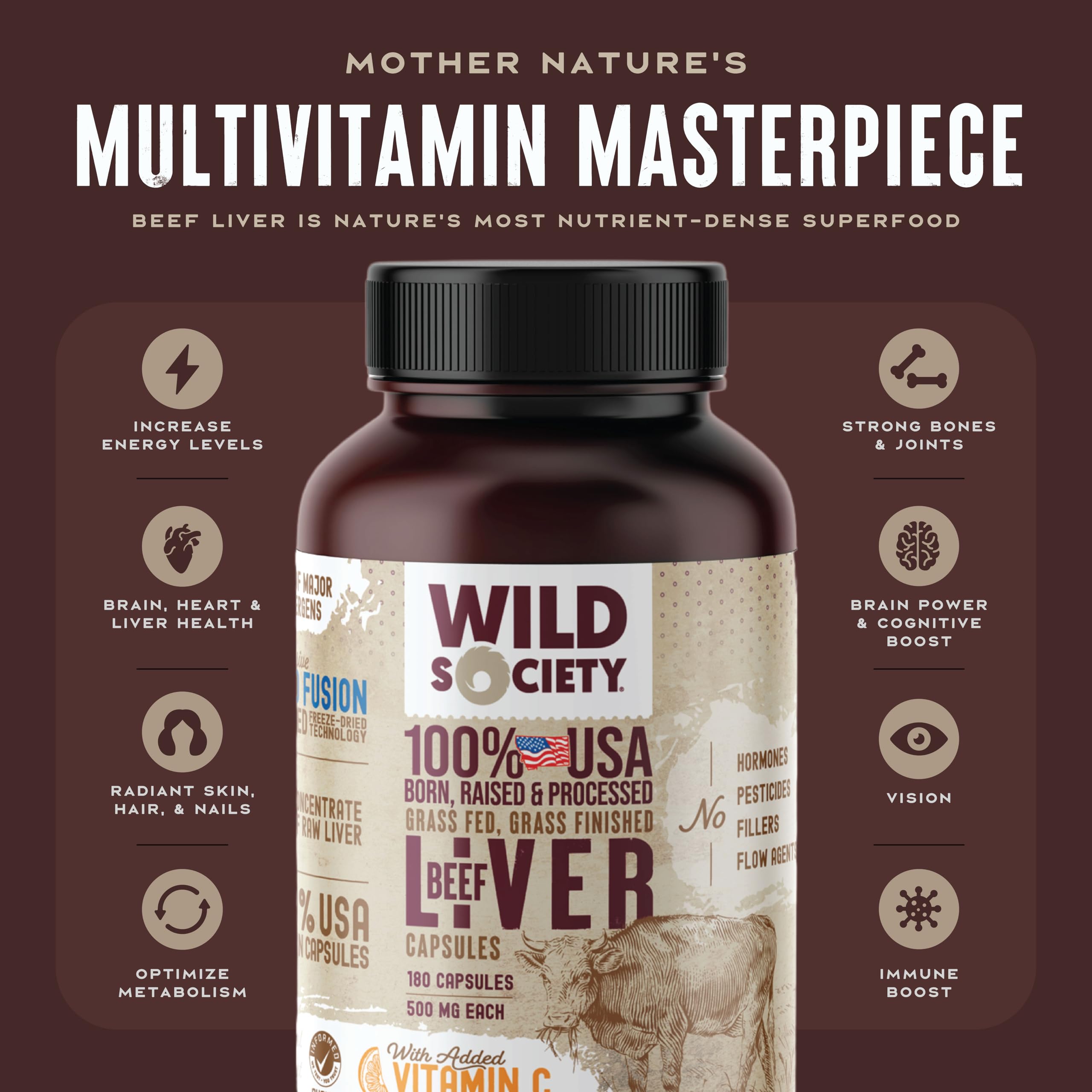 WILD SOCIETY beef liver capsules for daily nourishment and vitality