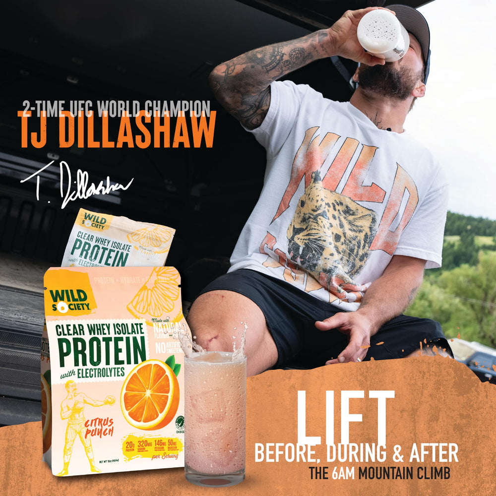 Wild Society Citrus Punch promo banner highlighting refreshing protein boost