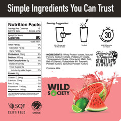 WILD SOCIETY Clear Protein Electrolytes bottle emphasizes fast hydration and muscle recovery support.