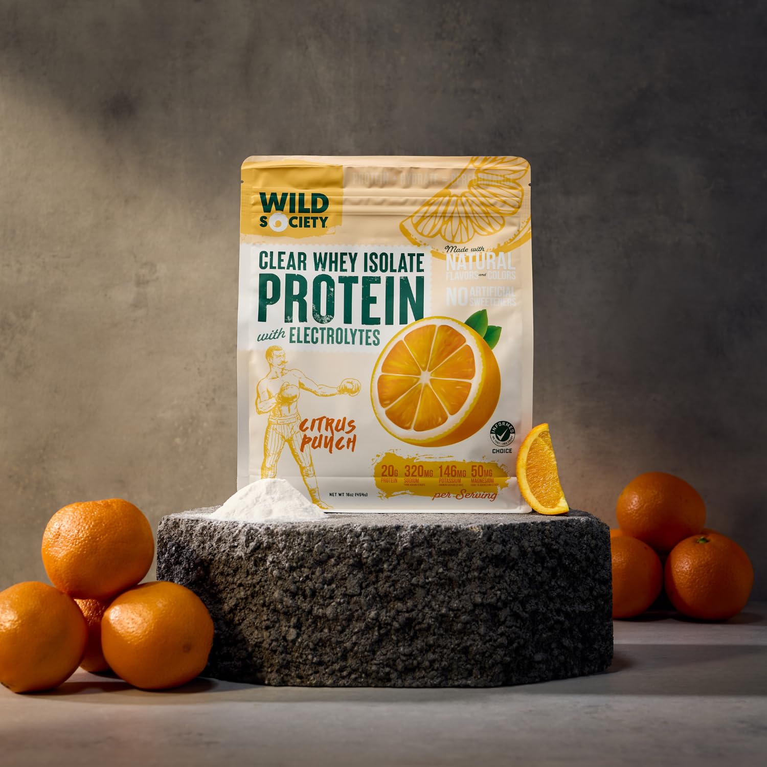 Wild Society Clear Whey Powder jar showing clean ingredients and zero sugar