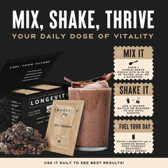 Wild Society Longevity Shake contains creatine and urolithin A for energy.