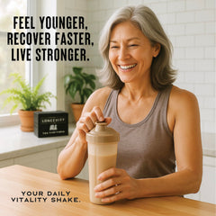 Wild Society Longevity Shake no added sugar label supports cleaner fueling.