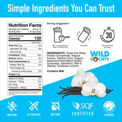 WILD SOCIETY whey ingredients close-up highlighting clean label