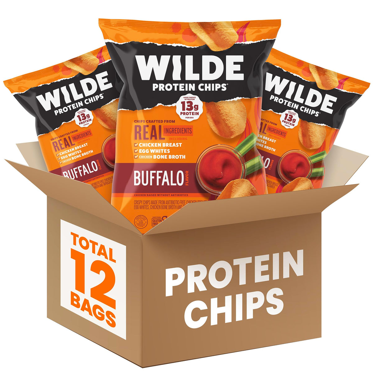 WILDE Chips Buffalo Style Pack on the go offers a protein packed snack.